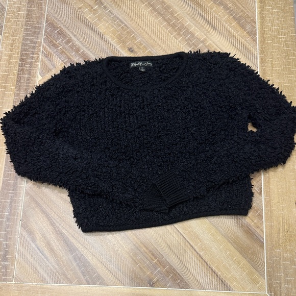 Elizabeth and James Black Textured Crewneck Fuzzy Sweater size M - Picture 4 of 8